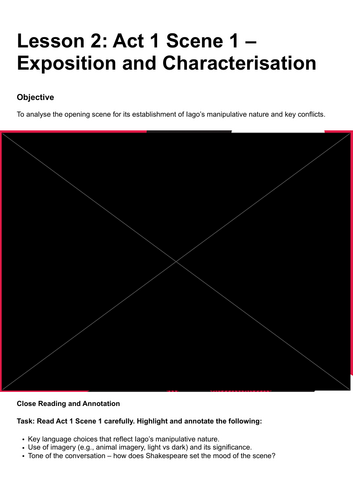 A-Level Literature - Othello Lesson 2: A1S1 – Exposition, Conflict, and Iago’s Characterisation