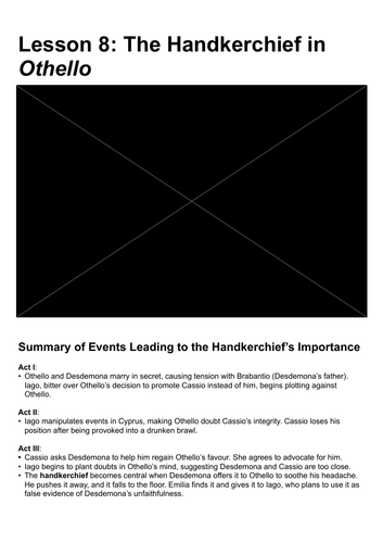 A-Level Literature - Othello Lesson 8: The Handkerchief’s Symbolism and Its Impact