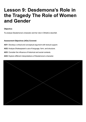 A-Level Literature - Othello Lesson 9: Desdemona’s Role and the Tragedy of Gender