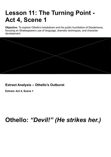 A-Level Literature - Othello Lesson 11: The Turning Point in Act 4, Scene 1