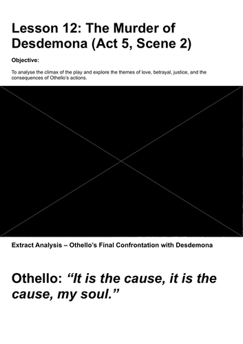 A-Level Literature - Othello Lesson 12: The Murder of Desdemona in Act 5, Scene 2