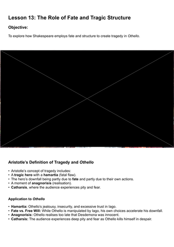 A-Level Literature - Othello Lesson 13 & 14: Fate, Free Will, and Tragic Structure