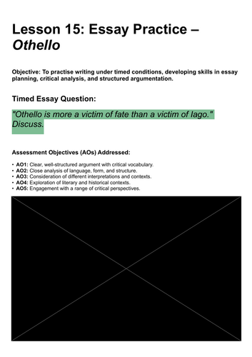 A-Level Literature - Othello Lesson 15: Timed Essay Practice – Fate vs. Free Will