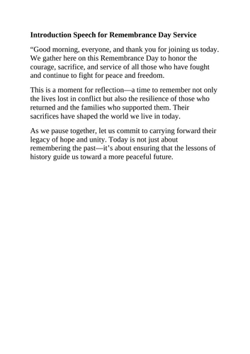 Remembrance Day Service - Full service with music, slides, poems