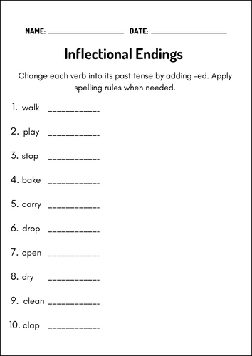 Inflectional Endings Mastery Worksheets and Activities