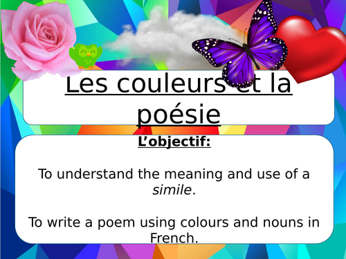 Learning Colours & use of Similes in French