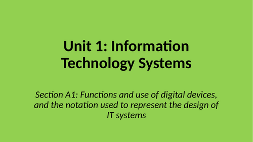 FREE TASTER Unit 1 (A1 section only) Pearson Level 3 AAQ Information Technology