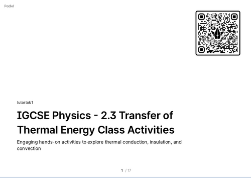 FREE Activities - iGCSE Physics 2.3 Transfer of Thermal Energy