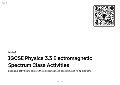 FREE Resources - iGCSE Physics 3.3 Electromagnetic Spectrum