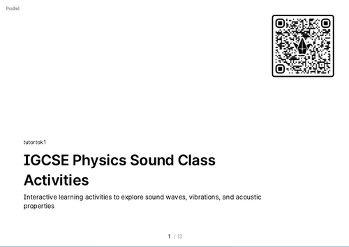 FREE Activities - iGCSE Physics 3.4 Sound