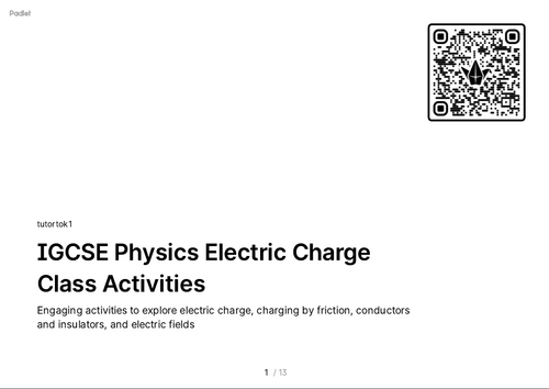 FREE Activities - iGCSE Physics 4.2 Electric Quantities