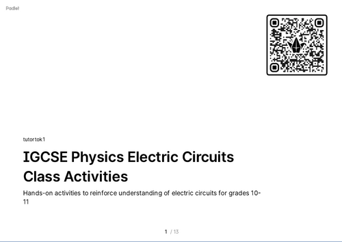 FREE Resources - iGCSE Physics 4.3 Electric circuits