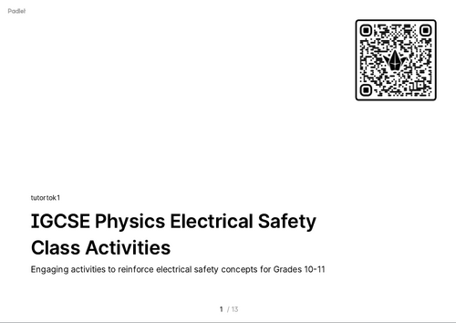 FREE Activities - iGCSE Physics 4.4 Electrical Safety