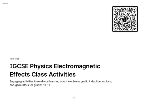 FREE Worksheets - iGCSE Physics 4.5 Electromagnetic effects
