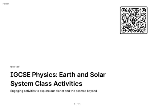 FREE Activities - iGCSE Physics 6.1 The Earth and the Solar System