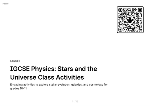 FREE Activities - iGCSE Physics 6.2 Stars and the Universe