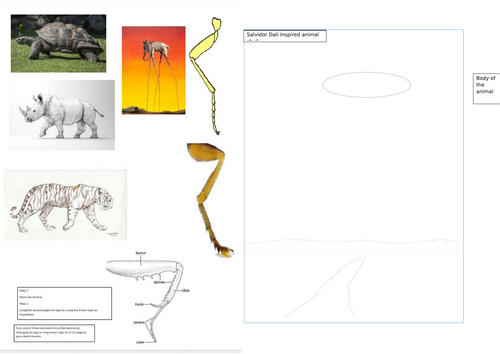 Salvidor Dali Surreal Animal Work Sheet