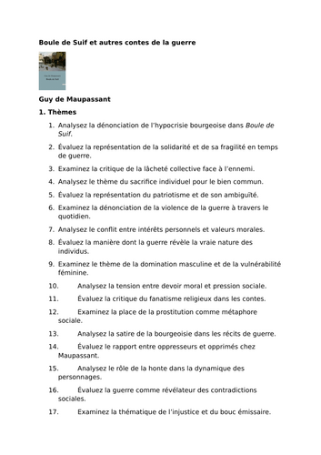 Complete Study Guide & Workbook for Boule de Suif et autres contes de la guerre - Guy de Maupassant