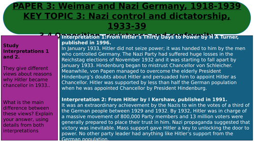 EDEXCEL GCSE HISTORY WEIMAR AND NAZI GERMANY LESSON 28 OPPOSITION FROM THE CHURCH