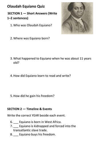 Olaudah Equiano Quiz
