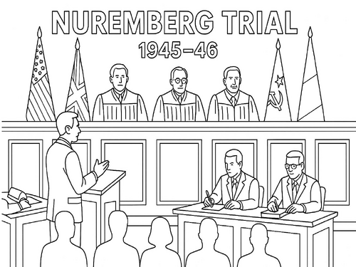 Nuremberg Trial Coloring Picture