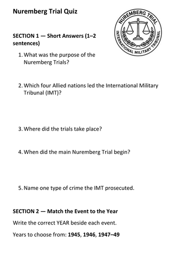 Nuremberg Trial Quiz