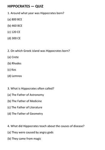 Hippocrates Quiz