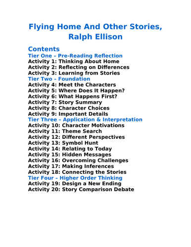Flying Home And Other Stories Ralph Ellison - 20 Differentiated ...
