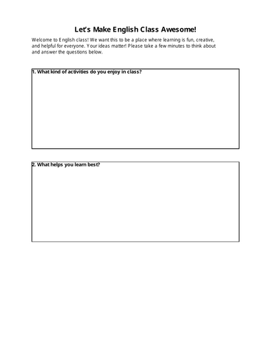 Student Voice Worksheet