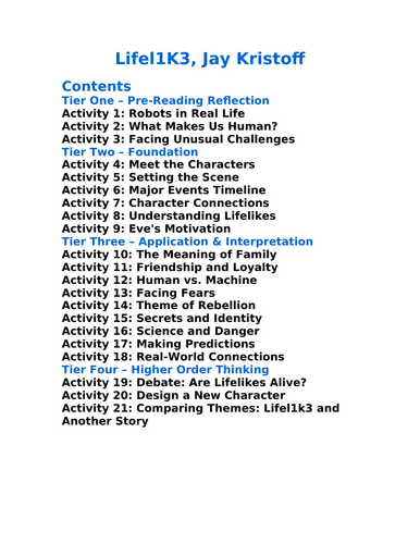 Lifel1K3 Jay Kristoff - 20 Differentiated Activities