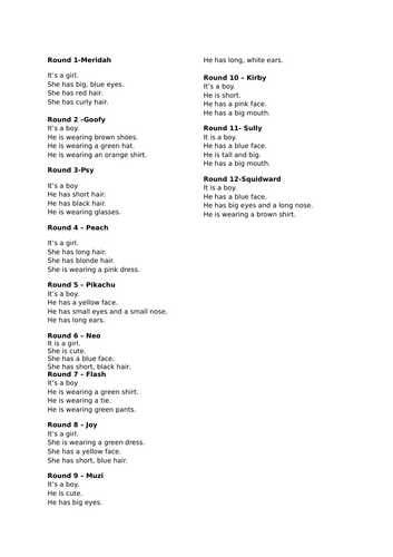 ESL: Book 2: He has short curly hair. (Describe)