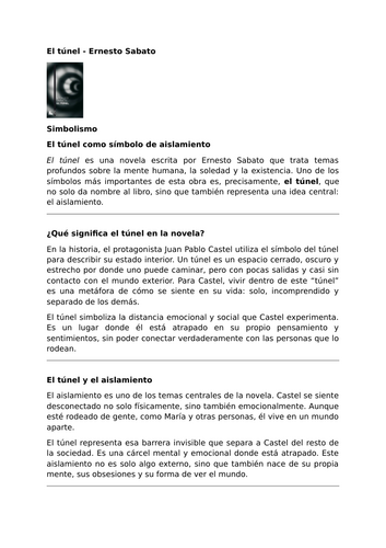 El túnel by Ernesto Sabato - Symbolism – The Tunnel