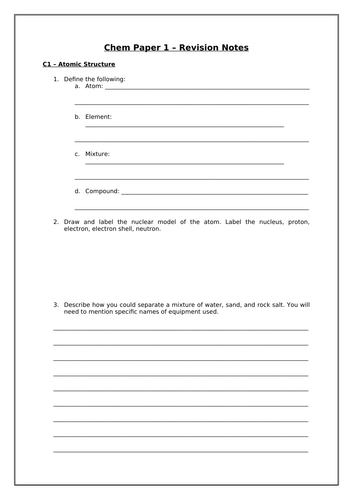 Chemistry "All You Need" Qs & Notes