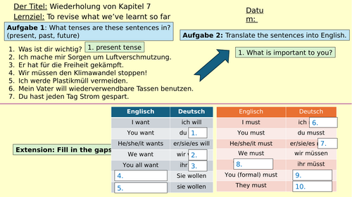 German - New GCSEs (first teaching in 2024) Pearson Edexcel Chapter 7 - Powerpoints & Resources