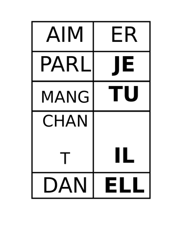Dominoes ER verb conjugation