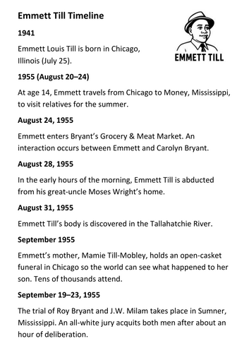 Emmett Till Timeline