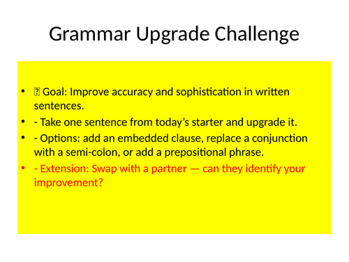 Grammar Plenary Activities for KS3 and KS4