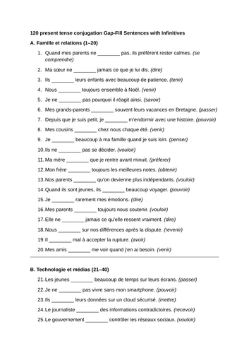 Grammar Present tense gapfill