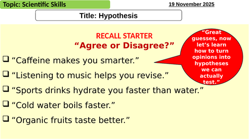 GCSE Writing a Testable Hypothesis