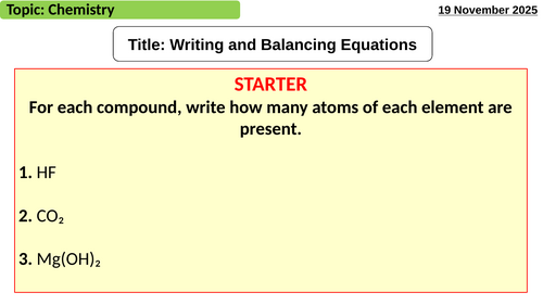 GCSE Writing and Balancing Chemical Equations