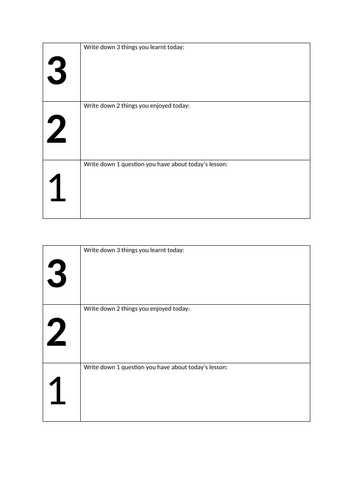3–2–1 Exit Card – Quick, Effective Plenary for Any Lesson