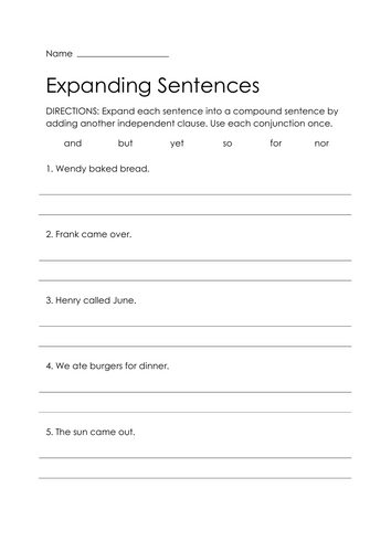 Compound Sentences Worksheets | Grammar Practice