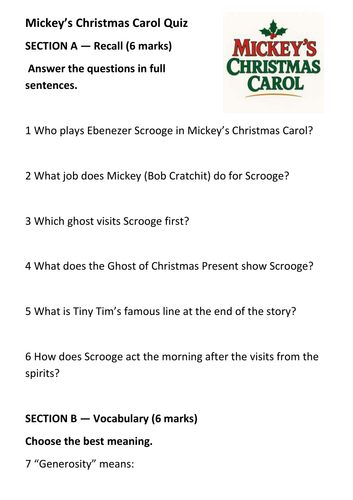 Mickey’s Christmas Carol Quiz