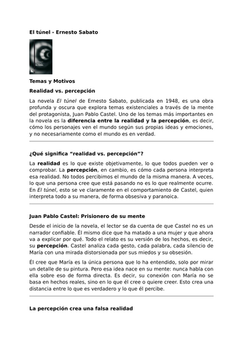 El túnel – Ernesto Sabato – Themes and Motifs – Reality vs. Perception