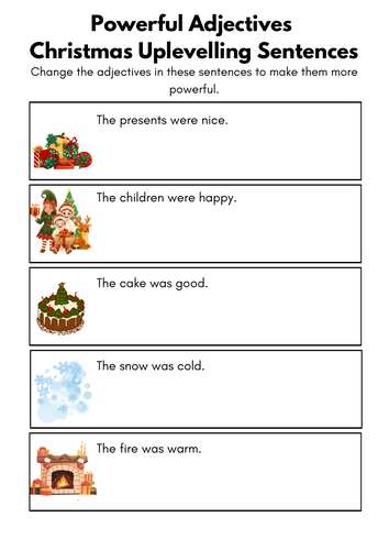 Powerful Adjectives Christmas Uplevelling Sentences