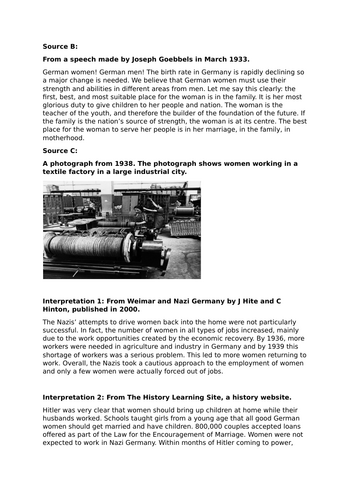 EDEXCEL GCSE HISTORY WEIMAR AND NAZI GERMANY. NAZI POLICIES TOWARDS WOMEN PART 1
