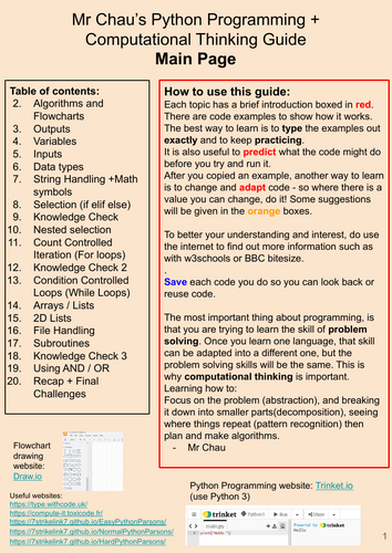 GCSE Python Programming Self-Learning Help Guide