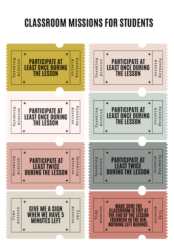 Classroom missions for pupils