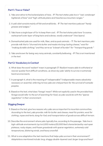 Year 6 SATS Style Comprehension - Yaks | Teaching Resources