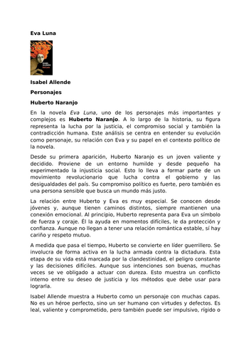 Eva Luna by Isabel Allende – Characters – Huberto Naranjo